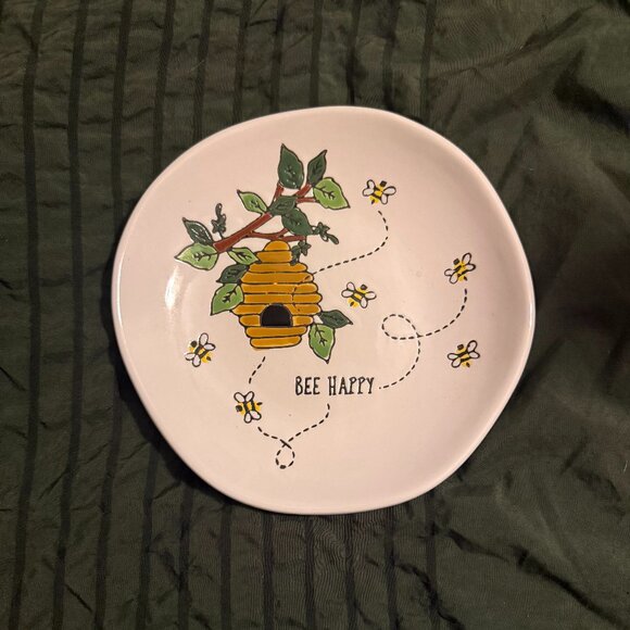 Tag Other - TAG Bee Happy 7inch Ceramic Beehive Bread Plate